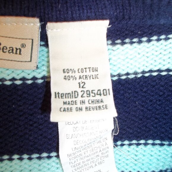 L.L. Bean Womens Sweater Size 12 Long Sleeve Striped Crew Neck Casual Blue - Picture 5 of 6